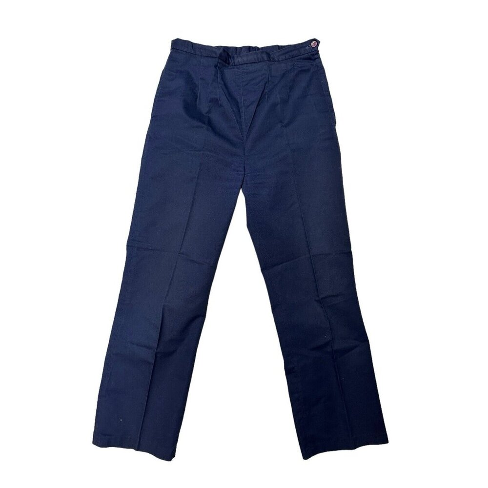 Vintage Permanent Press High Waisted Side Zip Ladies Navy Blue, Side Pocket